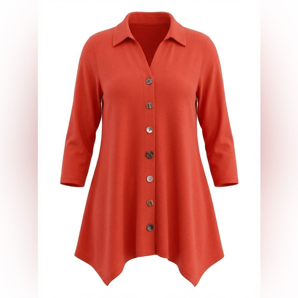 SOFT SURROUNDINGS WOMENS RED BLOUSE SIZE L